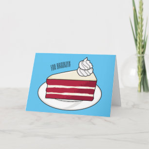 Red velvet cake cartoon illustration card