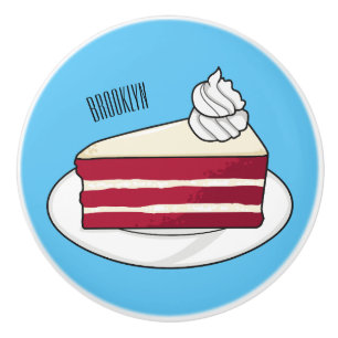 Red velvet cake cartoon illustration ceramic knob
