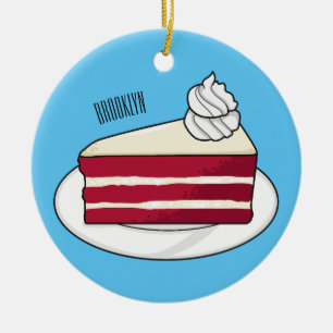 Red velvet cake cartoon illustration ceramic ornament