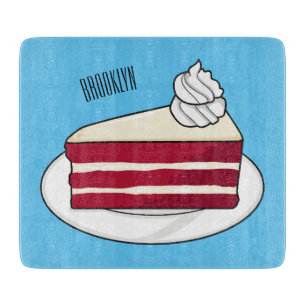 Red velvet cake cartoon illustration cutting board