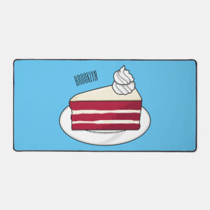 Red velvet cake cartoon illustration desk mat