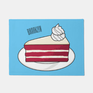 Red velvet cake cartoon illustration doormat