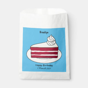 Red velvet cake cartoon illustration favour bag