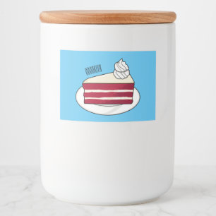 Red velvet cake cartoon illustration food label