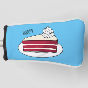 Red velvet cake cartoon illustration golf head cover