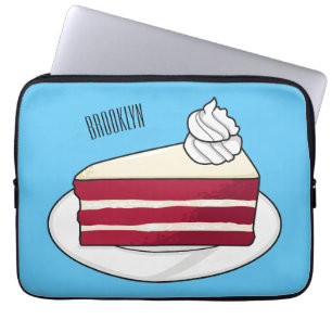 Red velvet cake cartoon illustration laptop sleeve