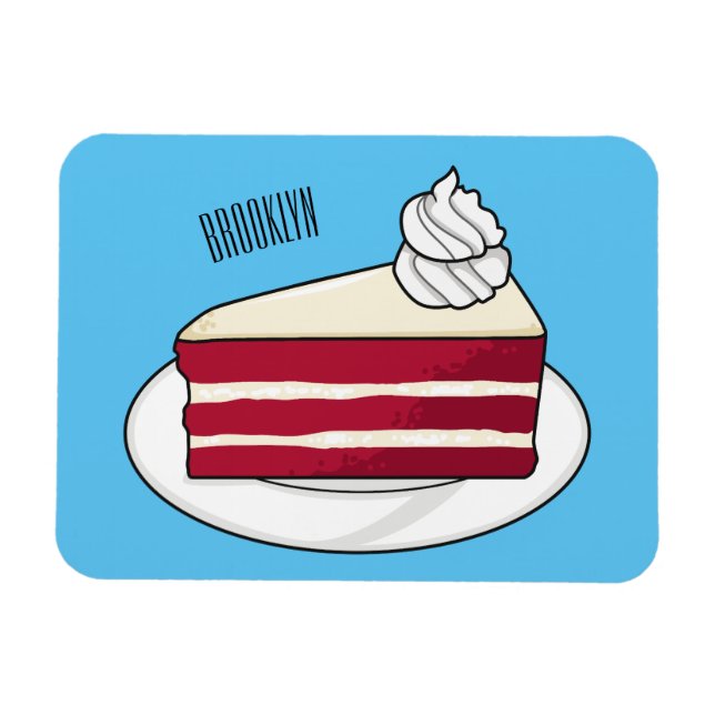 Red velvet cake cartoon illustration magnet (Horizontal)