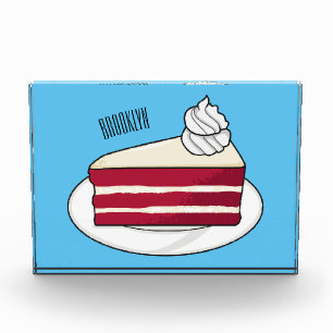 Red velvet cake cartoon illustration photo block