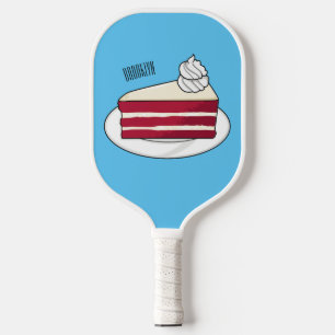 Red velvet cake cartoon illustration pickleball paddle