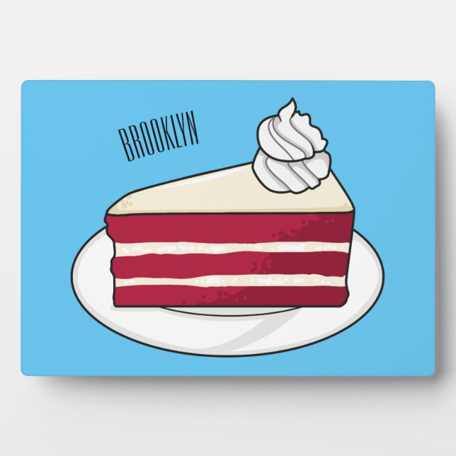 Red velvet cake cartoon illustration plaque (Front)