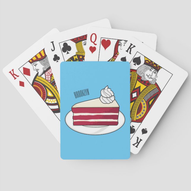 Red velvet cake cartoon illustration playing cards (Back)