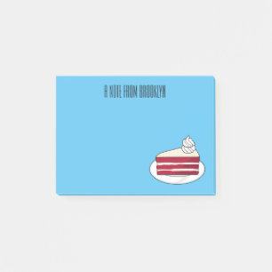 Red velvet cake cartoon illustration post-it notes