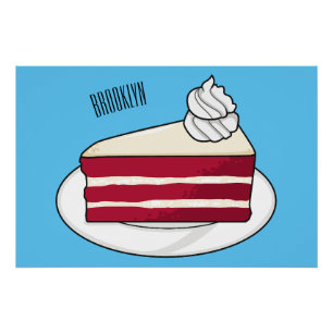 Red velvet cake cartoon illustration poster