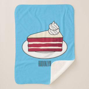 Red velvet cake cartoon illustration sherpa blanket