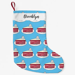 Red velvet cake cartoon illustration small christmas stocking