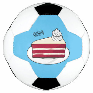 Red velvet cake cartoon illustration soccer ball