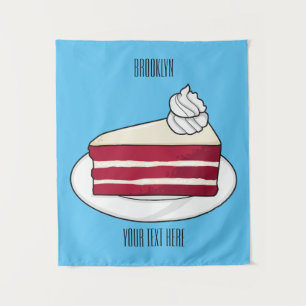 Red velvet cake cartoon illustration tapestry