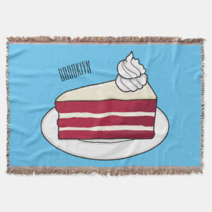 Red velvet cake cartoon illustration throw blanket