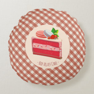 red velvet cake with strawberry cream cheese round cushion