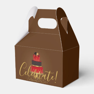 Red Velvet Celebrate Label | Chocolate Brown Favour Box