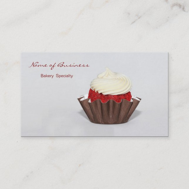 Red Velvet Cupcake Bakery Business Card (Front)
