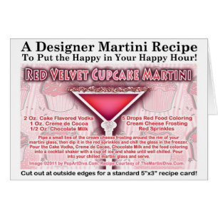 Red Velvet Cupcake Martini Recipe Greeting Card