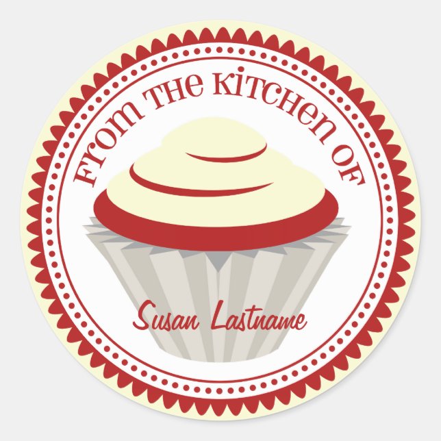 Red Velvet Cupcake Personalised Kitchen Label (Front)