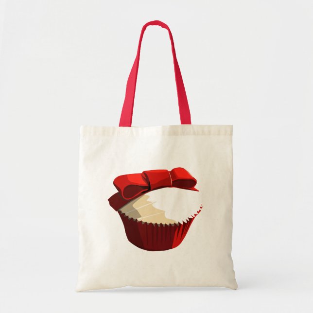 Red velvet cupcake with bow tote bag (Front)