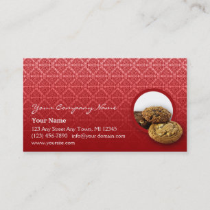Red Velvet Damask Desserts Business Card
