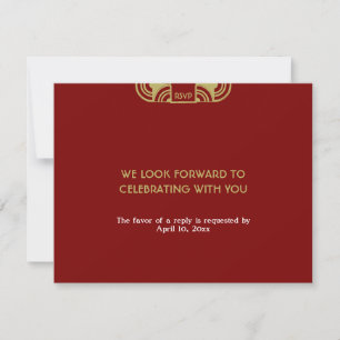 Red velvet deco wedding enclosure RSVP response
