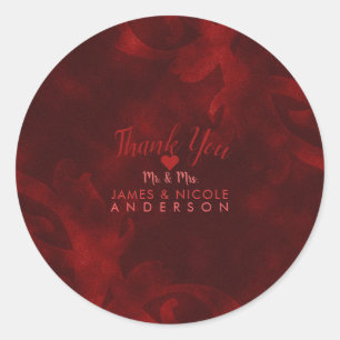 Red Velvet Elegant Vintage Glam Glamour Wedding Classic Round Sticker