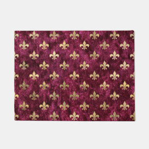 Red Velvet Fleur De Lis Mardi Gras Orleans Pattern Doormat