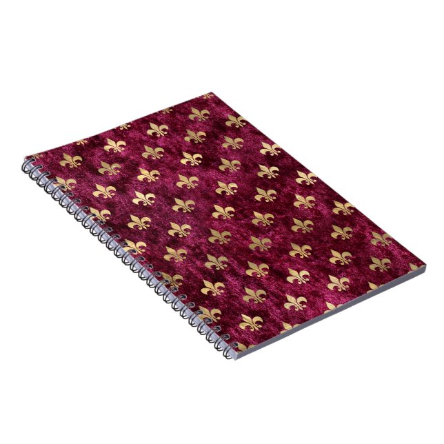 Red Velvet Fleur De Lis Mardi Gras Orleans Pattern Notebook (Right Side)