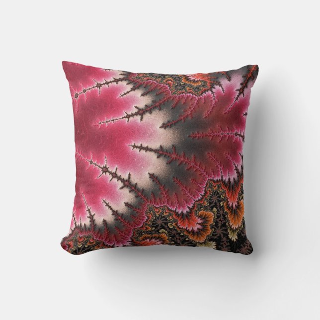 Red Velvet Fractal Abstract Nouveau Style Cushion (Front)