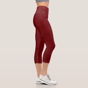 Red Velvet Look Capri Leggings Soft Stylish Fit