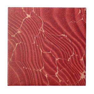 Red Velvet Marbled Endpaper Pattern Ceramic Tile