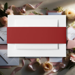 Red Velvet Solid Colour Classic Elegant Invitation Belly Band