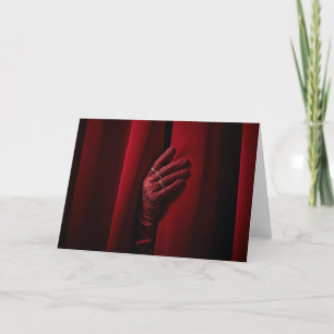 Red Velvet Theater Curtain with Lace Gloved Hand Card