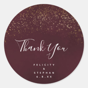 Red Velvet Wedding Thank You Stickers