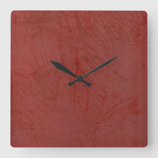 Red Venetian Plaster Faux Finish Square Wallclock (Front)