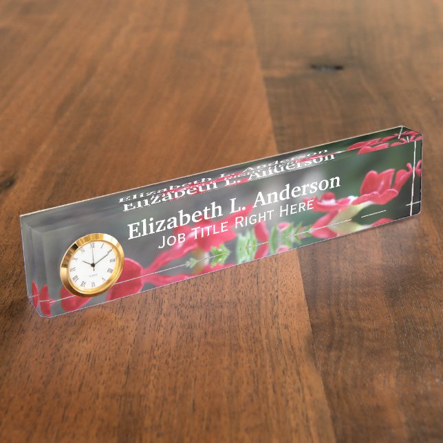 Red Verbena Desk Nameplate (Side)