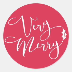 Red Verry Merry Christmas Classic Round Sticker