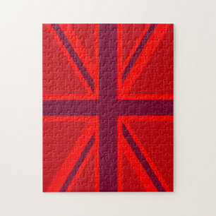 Red Version British Union Jack Decor Jigsaw Puzzle