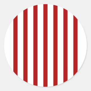 Red Vertical Stripes - Red and White Striped Classic Round Sticker