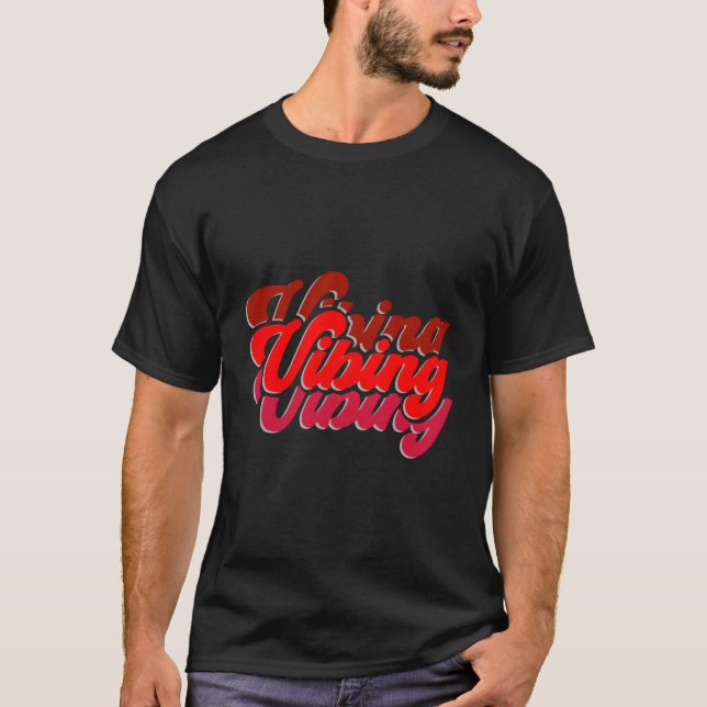 Red Vibing Red Colour Graphic T-Shirt (Front)