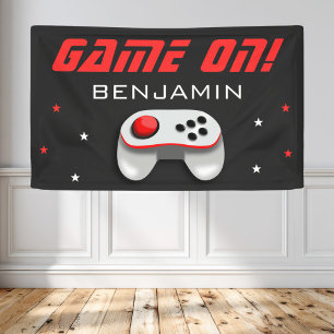 Red Video Game Birthday Party Banner