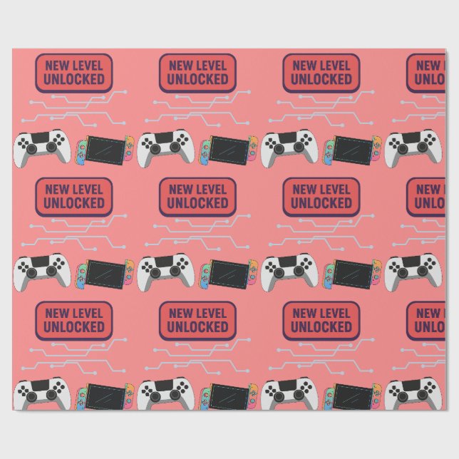 Red Video Game Wrapping Paper (Flat)