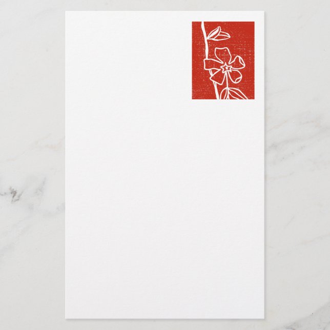 "Red Vinca" Floral Stationery (Front)