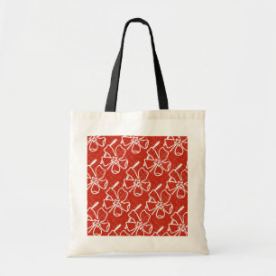 "Red Vinca" Tiled Pattern Floral Tote Bag