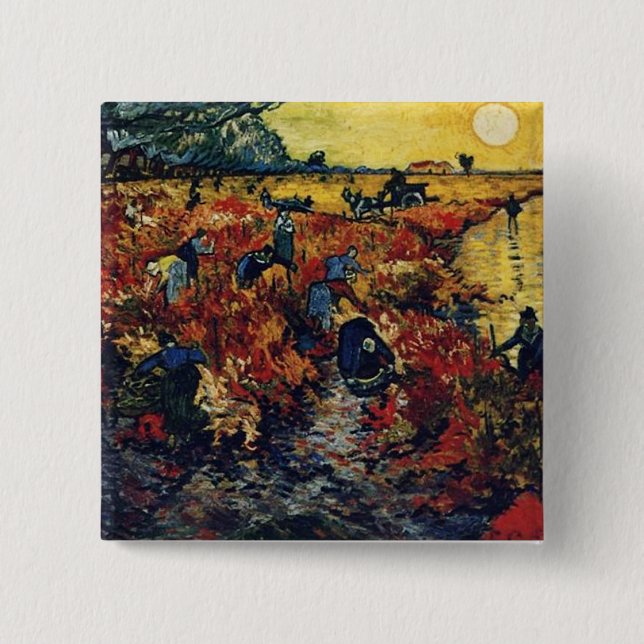 Red Vineyard, Van Gogh, 1888 15 Cm Square Badge (Front)